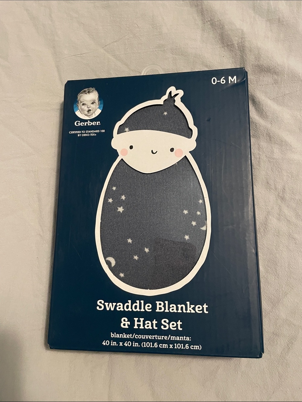 Gerber Navy Star Swaddle Blanket & Hat Set